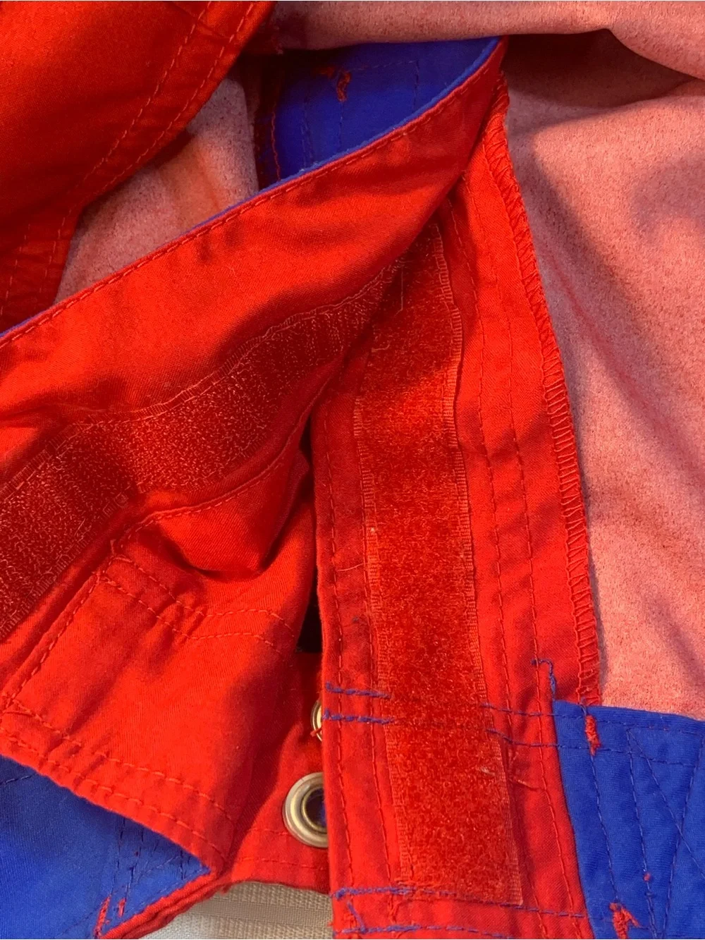 Hollister Men’s Red Swim Trunks with Blue Drawcord and Trim. SZ XL